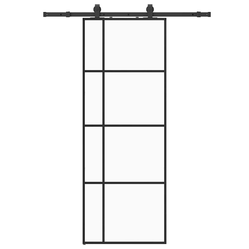 Chargez l'image dans la visionneuse de la galerie, Vidaxl schuifdeur met beslagset 76x205 cm esg glas zwart
