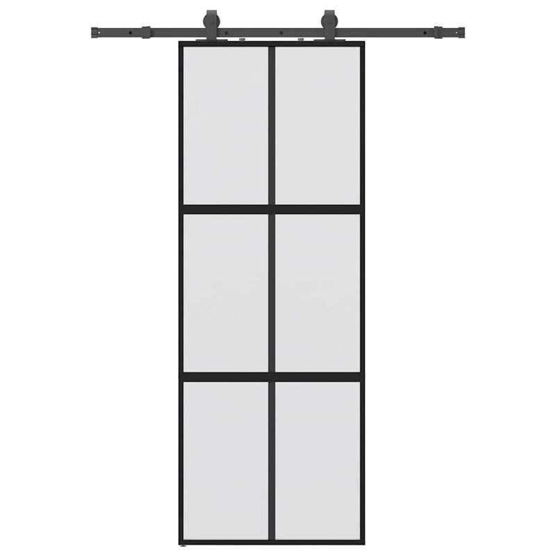 Afbeelding laden in galerijviewer, Vidaxl schuifdeur met beslagset 76x205 cm gehard glas zwart
