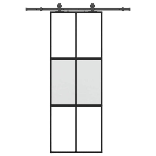 Vidaxl schuifdeur met beslagset 76x205 cm gehard glas zwart