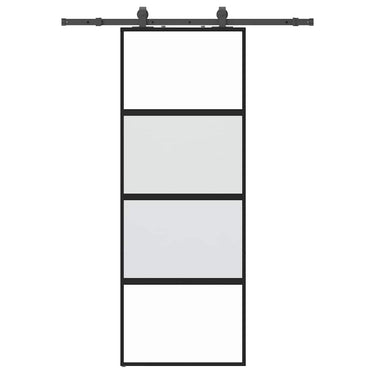 Vidaxl schuifdeur met beslagset 76x205 cm gehard glas zwart