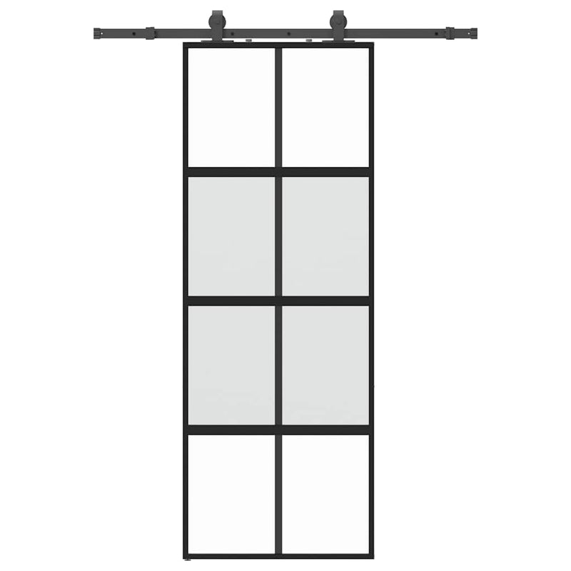 Chargez l'image dans la visionneuse de la galerie, Vidaxl schuifdeur met beslagset 76x205 cm gehard glas zwart
