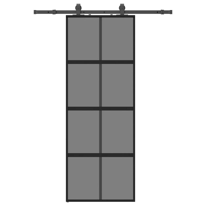 Chargez l'image dans la visionneuse de la galerie, Vidaxl schuifdeur met beslagset 76x205 cm gehard glas zwart
