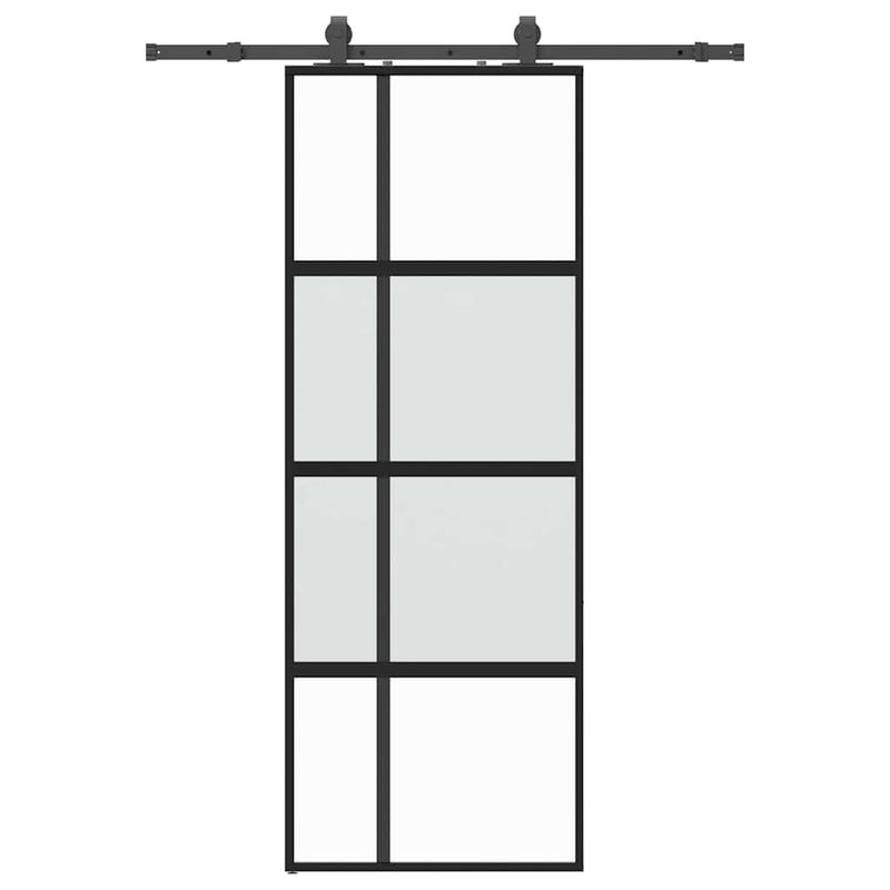 Chargez l'image dans la visionneuse de la galerie, Vidaxl schuifdeur met beslagset 76x205 cm gehard glas zwart
