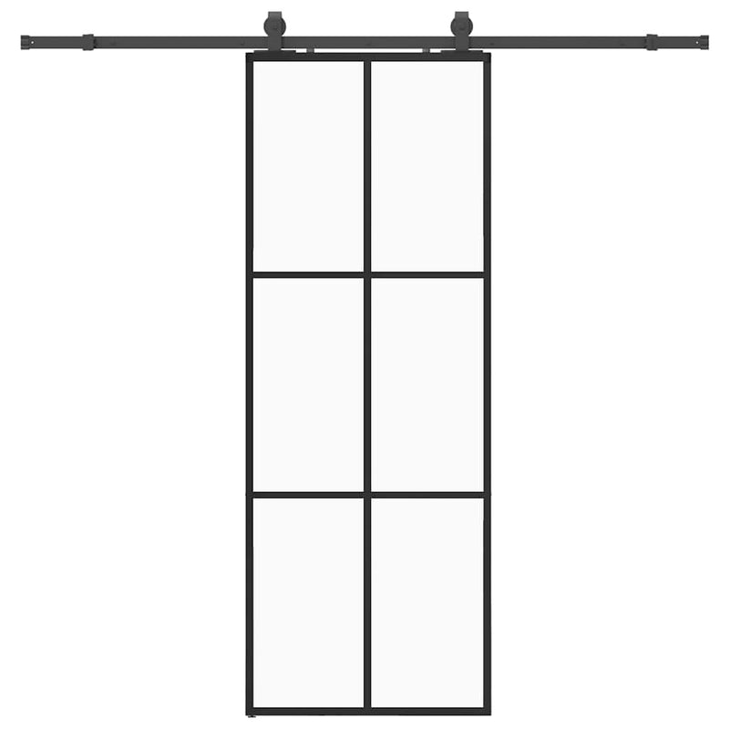 Chargez l'image dans la visionneuse de la galerie, Vidaxl schuifdeur met beslagset 76x205 cm esg glas zwart
