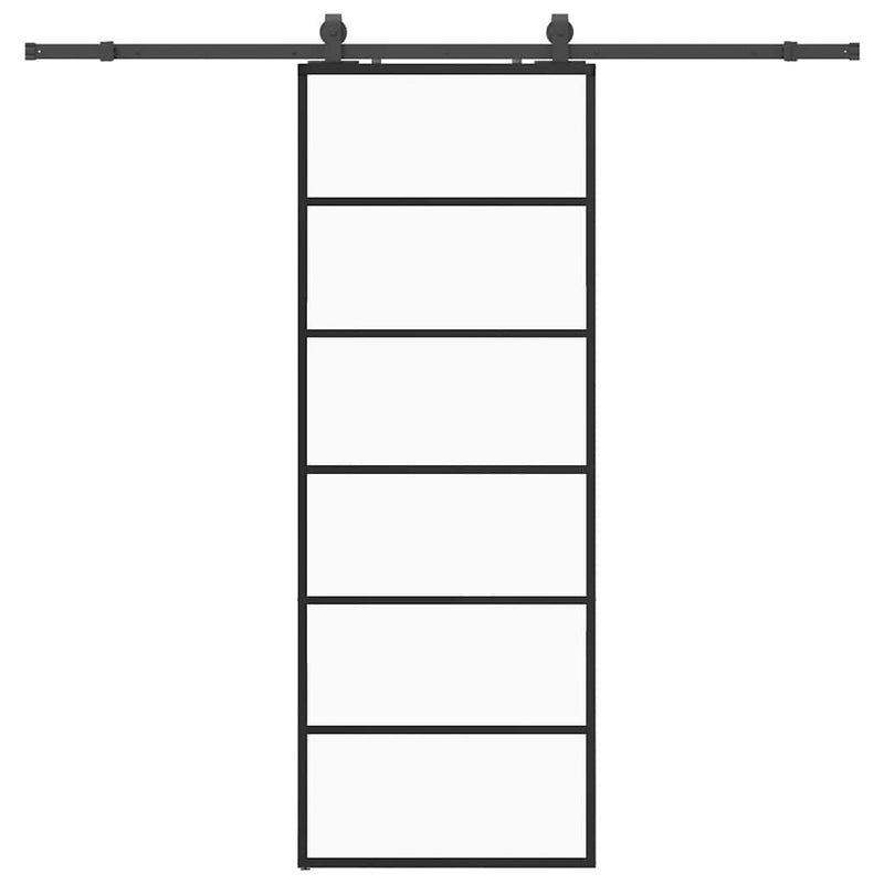 ギャラリービューアに画像をロードする, Vidaxl schuifdeur met beslagset 76x205 cm esg glas zwart
