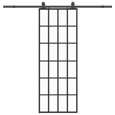 Vidaxl schuifdeur met beslagset 76x205 cm esg glas zwart