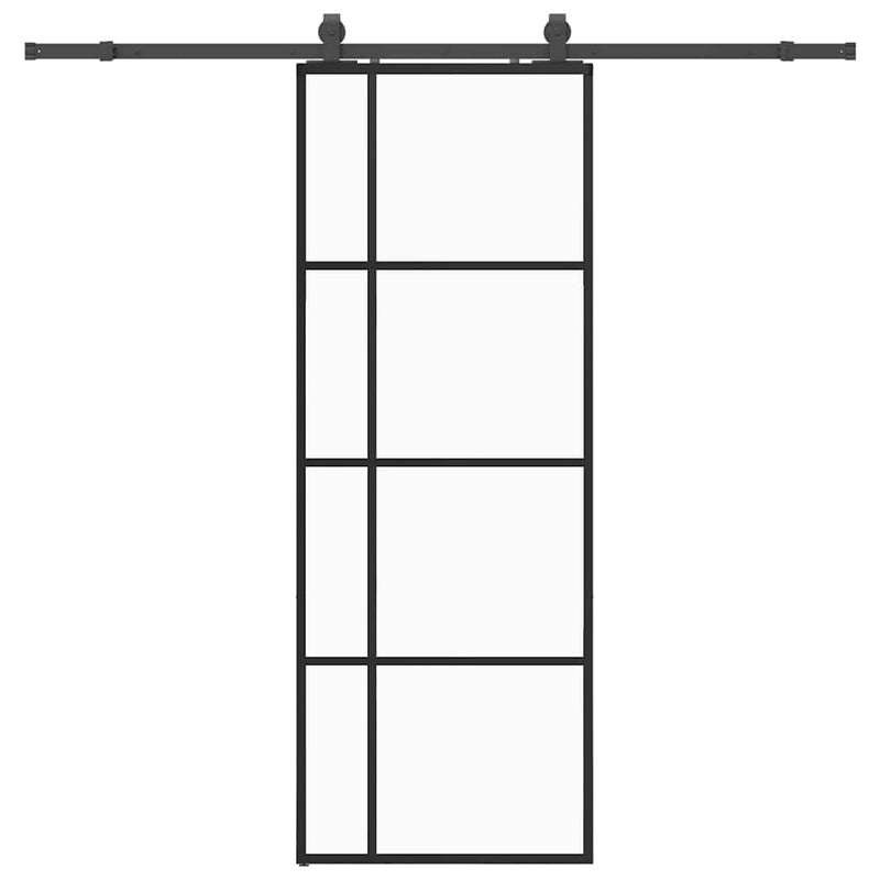 ギャラリービューアに画像をロードする, Vidaxl schuifdeur met beslagset 76x205 cm esg glas zwart
