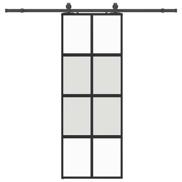 Vidaxl schuifdeur met beslagset 76x205 cm gehard glas zwart