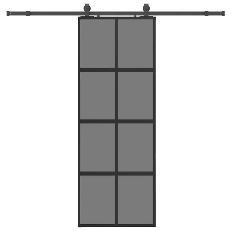 Chargez l'image dans la visionneuse de la galerie, Vidaxl schuifdeur met beslagset 76x205 cm gehard glas zwart
