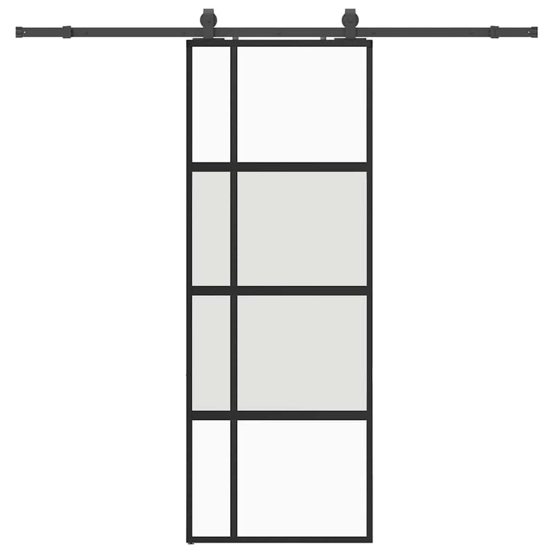 Chargez l'image dans la visionneuse de la galerie, Vidaxl schuifdeur met beslagset 76x205 cm gehard glas zwart
