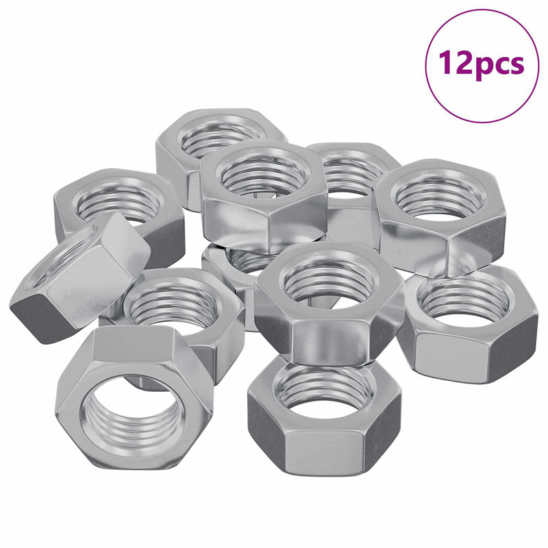 Afbeelding laden in galerijviewer, Vidaxl zeshoekige moer 12 pcs zilver m6 ijzer
