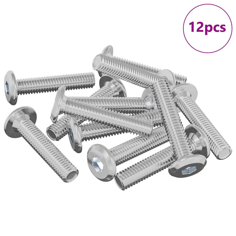 Afbeelding laden in galerijviewer, Vidaxl slotschroef effen 12 pcs zilver m6 x 30 mm staal
