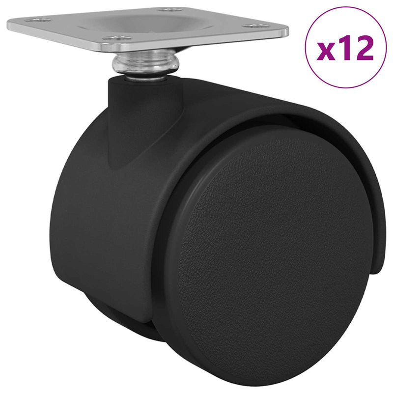 Chargez l'image dans la visionneuse de la galerie, Vidaxl zwenkwiel 12 pcs zwart 39,5 x 39,5 x 37,8 mm ijzer en pp
