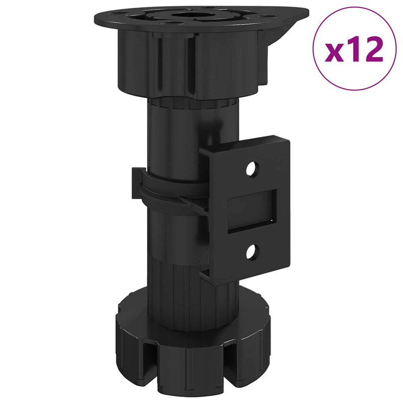 Chargez l'image dans la visionneuse de la galerie, Vidaxl meubelpoten verstelbaar 12 pcs zwart 46 x 46 x 128 mm pp
