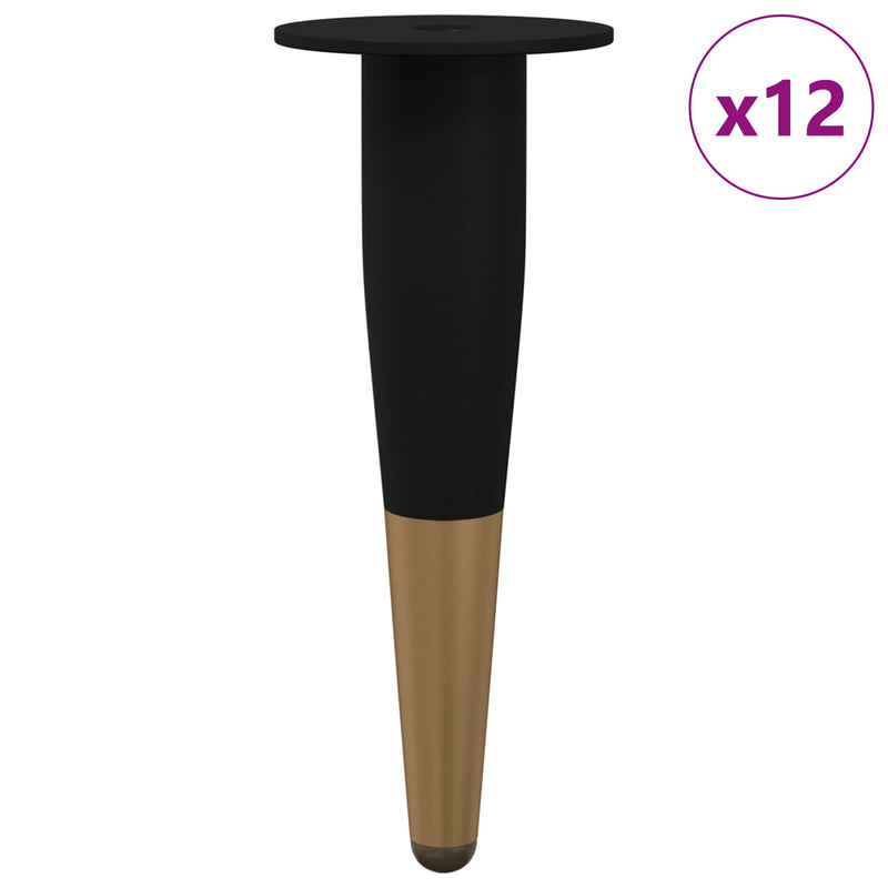 Chargez l'image dans la visionneuse de la galerie, Vidaxl meubelpoten 12 pcs zwart en goud ø 40 x 98 mm ijzer
