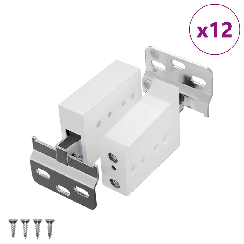 Afbeelding laden in galerijviewer, Vidaxl kast hangbeugel 12 pcs wit 70 x 48 x 19 mm ijzer en plastic
