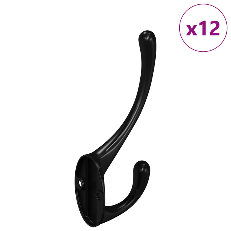 Afbeelding laden in galerijviewer, Vidaxl kledinghaak 12 pcs zwart 102 x 29 x 47mm zinklegering
