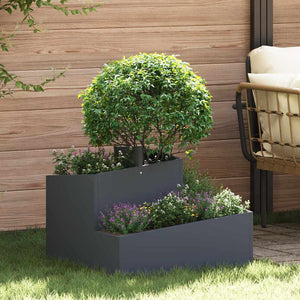 Vidaxl tuin bloempot antraciet 60 x 60 x 50 cm koudgewalst staal