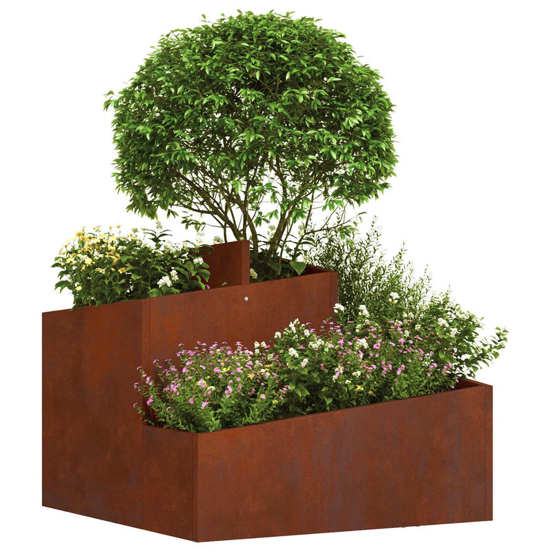 ギャラリービューアに画像をロードする, Vidaxl tuin bloempot bruin 60 x 60 x 50 cm cortenstaal
