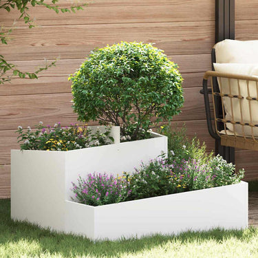 Vidaxl tuin bloempot wit 80 x 80 x 50 cm koudgewalst staal