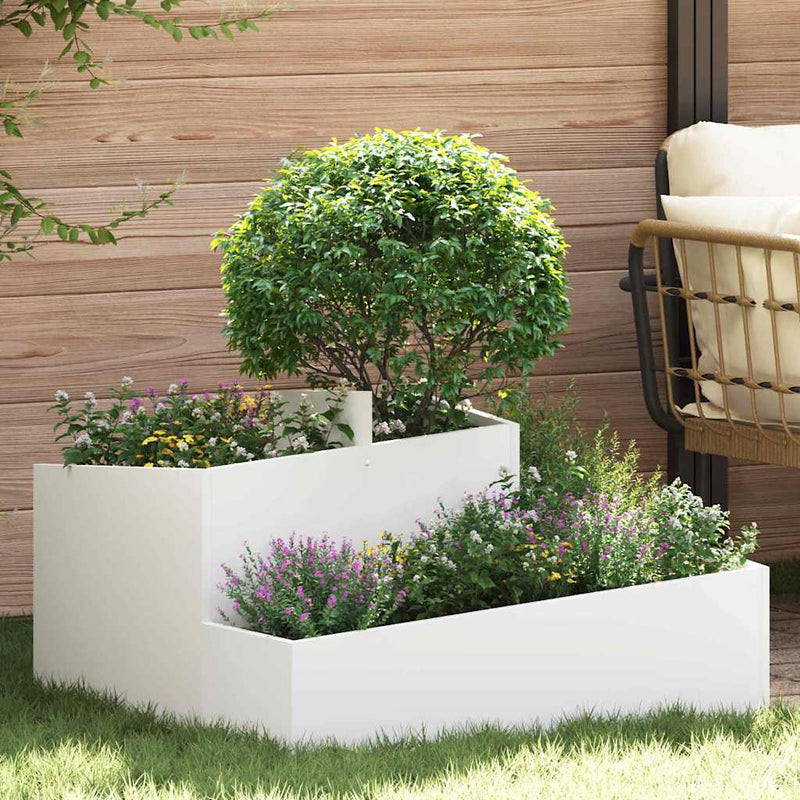 ギャラリービューアに画像をロードする, Vidaxl tuin bloempot wit 80 x 80 x 50 cm koudgewalst staal
