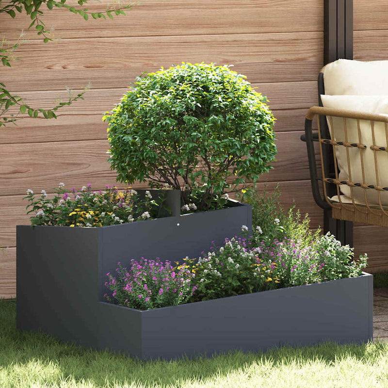 Afbeelding laden in galerijviewer, Vidaxl tuin bloempot antraciet 80 x 80 x 50 cm koudgewalst staal
