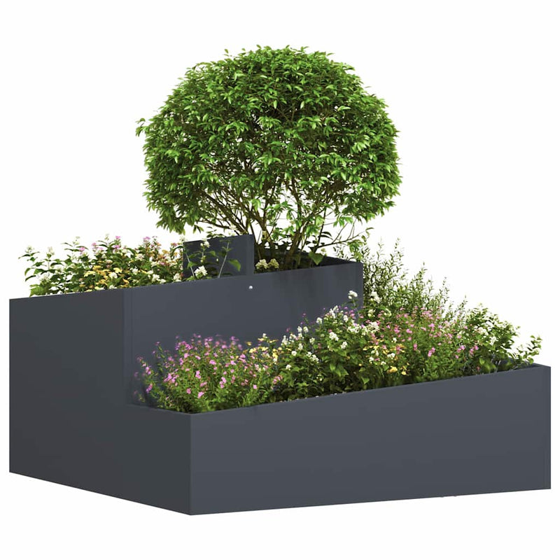 Afbeelding laden in galerijviewer, Vidaxl tuin bloempot antraciet 80 x 80 x 50 cm koudgewalst staal

