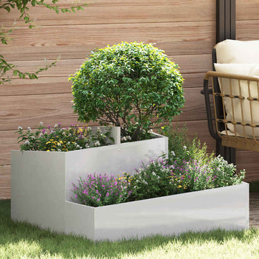 Vidaxl tuin bloempot zilver 80 x 80 x 50 cm roestvrij staal