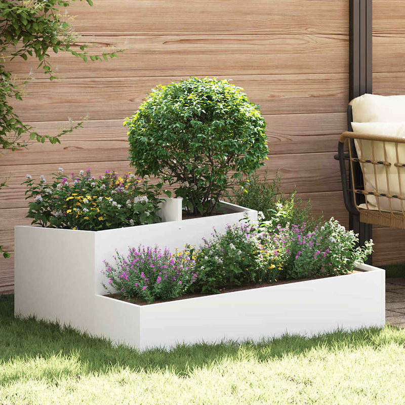 ギャラリービューアに画像をロードする, Vidaxl tuin bloempot wit 100 x 100 x 50 cm koudgewalst staal
