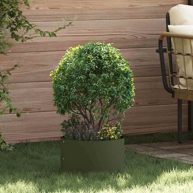 Vidaxl plantenring olijf groen 30 x 30 x 20 cm koudgewalst staal