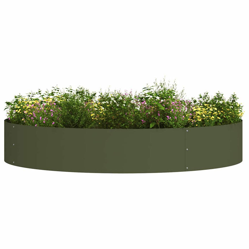 Afbeelding laden in galerijviewer, Vidaxl plantenring olijf groen 120 x 120 x 20 cm koudgewalst staal
