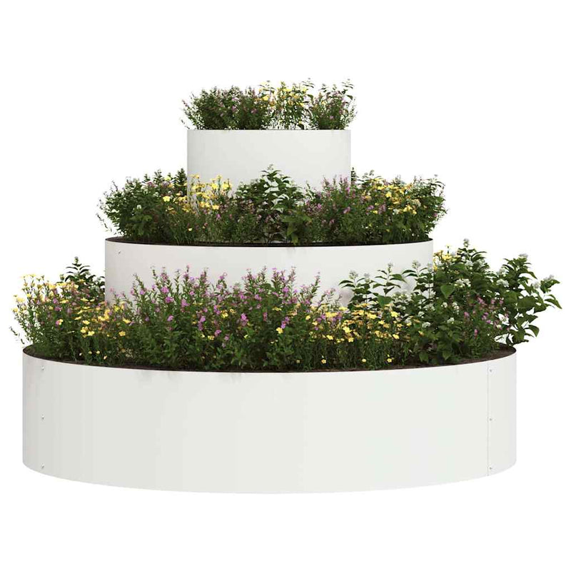Chargez l'image dans la visionneuse de la galerie, Vidaxl tuin bloempot wit 90 x 90 x 20 cm koudgewalst staal
