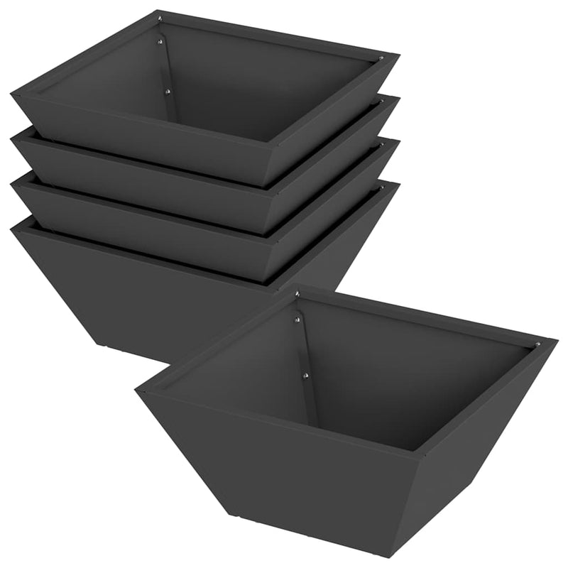 Afbeelding laden in galerijviewer, Vidaxl tuin bloempot 5 pcs zwart 35 x 35 x 15 cm koudgewalst staal
