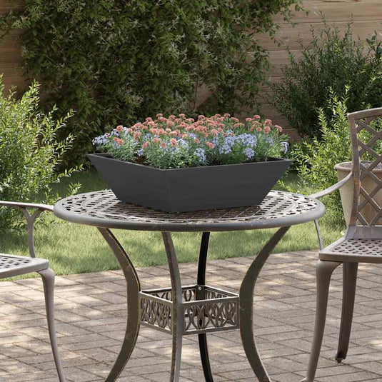 Vidaxl tuin bloempot zwart 50 x 50 x 15 cm koudgewalst staal