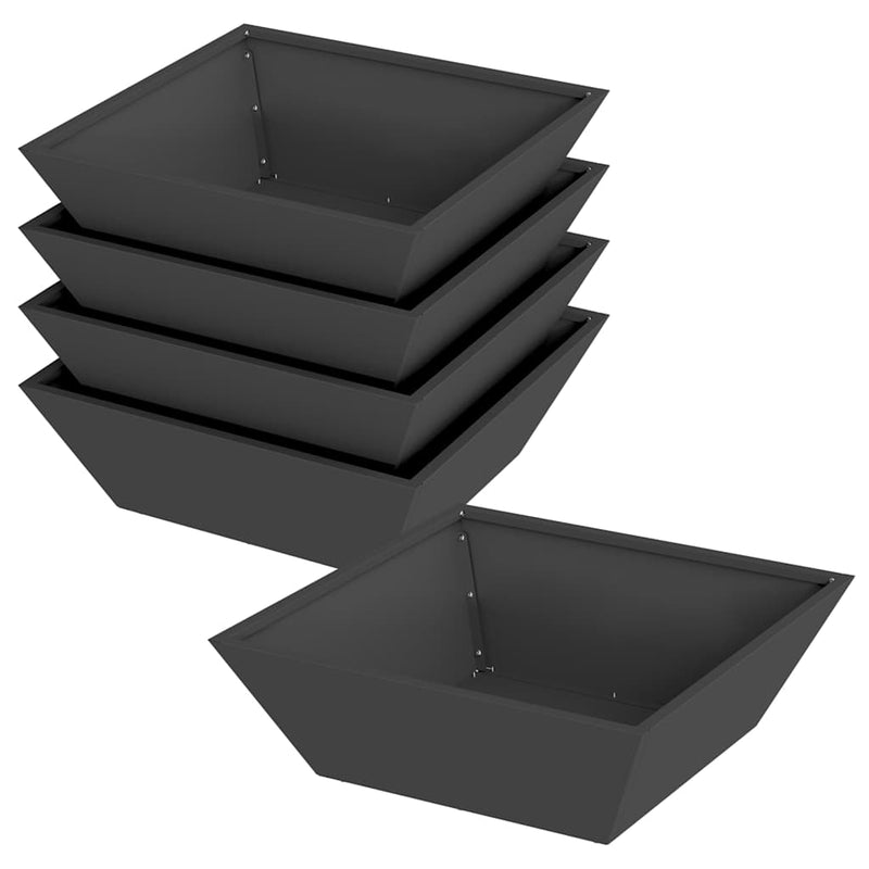 Afbeelding laden in galerijviewer, Vidaxl tuin bloempot 5 pcs zwart 50 x 50 x 15 cm koudgewalst staal
