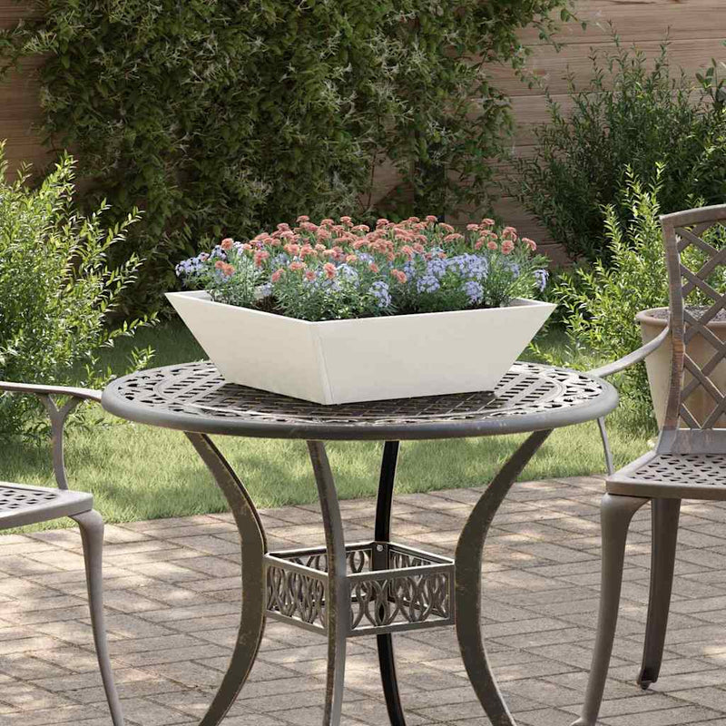 ギャラリービューアに画像をロードする, Vidaxl tuin bloempot wit 50 x 50 x 15 cm koudgewalst staal
