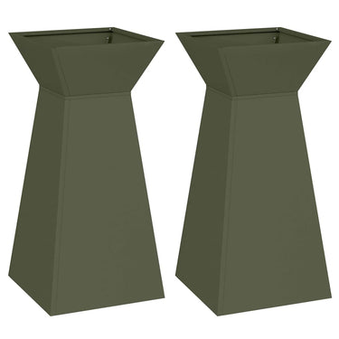 Vidaxl pilaar plantenbak 2 pcs olijfgroen 35 x 35 x 73 cm