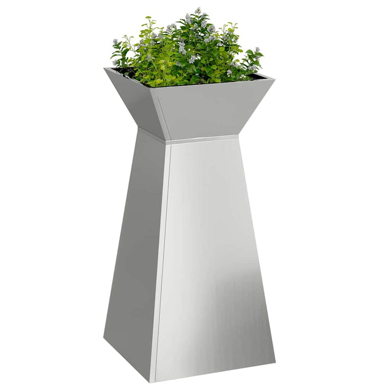 Afbeelding laden in galerijviewer, Vidaxl pilaar plantenbak zilver 35 x 35 x 73 cm
