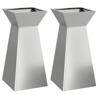 Vidaxl pilaar plantenbak 2 pcs zilver 35 x 35 x 73 cm