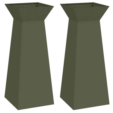 Vidaxl pilaar plantenbak 2 pcs olijfgroen 40 x 40 x 100 cm