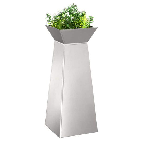 Vidaxl pilaar plantenbak 2 pcs zilver 40 x 40 x 100 cm