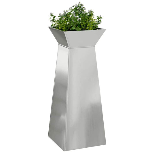 Vidaxl pilaar plantenbak zilver 40 x 40 x 100 cm