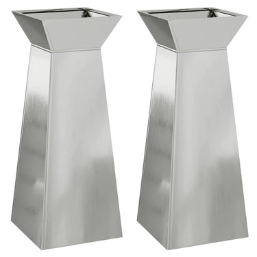 Vidaxl pilaar plantenbak 2 pcs zilver 40 x 40 x 100 cm