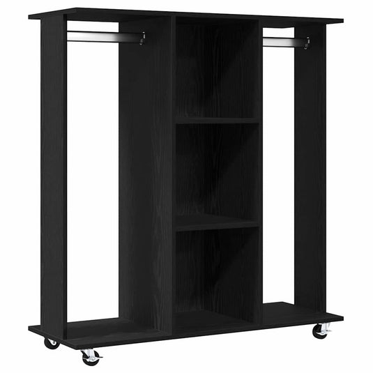 Vidaxl kledingkast met wiel zwart eiken 102 x 38 x 110 cm bewerkt hout