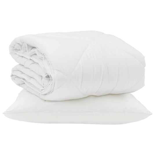 Vidaxl zomer dekbed met kussen 2 pcs wit microvezel