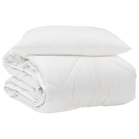 Vidaxl het duvet voor elk seizoen met kussen 2 pcs wit microvezel