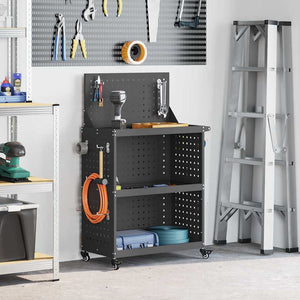 Vidaxl gereedschapswagen zwart 65 x 35 x 111 cm koudgewalst staal