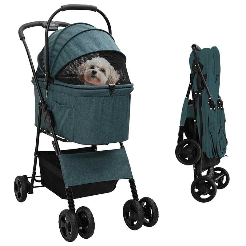ギャラリービューアに画像をロードする, Vidaxl opvouwbare huisdierenwagen groen 81 x 47 x 99 cm polyester
