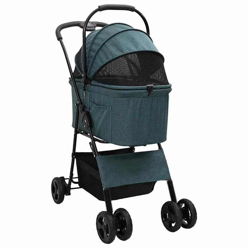 ギャラリービューアに画像をロードする, Vidaxl opvouwbare huisdierenwagen groen 81 x 47 x 99 cm polyester
