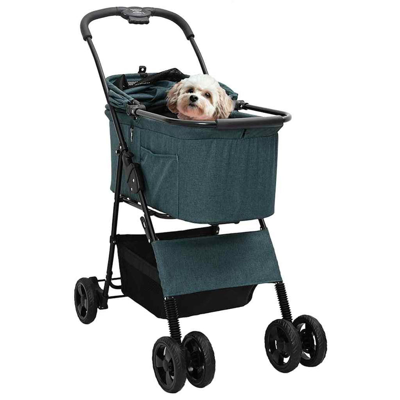 ギャラリービューアに画像をロードする, Vidaxl opvouwbare huisdierenwagen groen 81 x 47 x 99 cm polyester
